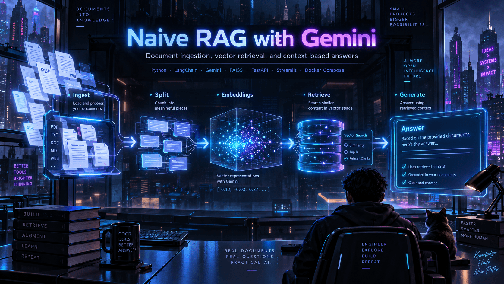Naive RAG with Gemini — document ingestion, retrieval, and generation workflow